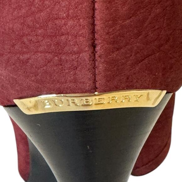 Burberry Burlison Burgundy Suede Leather Slouchy Ankle Boots Size 39 - Picture 12 of 13